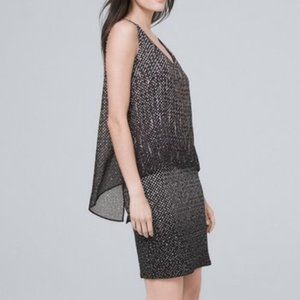 White House Black Market MJ Sheath Dress With Chiffon Overlay